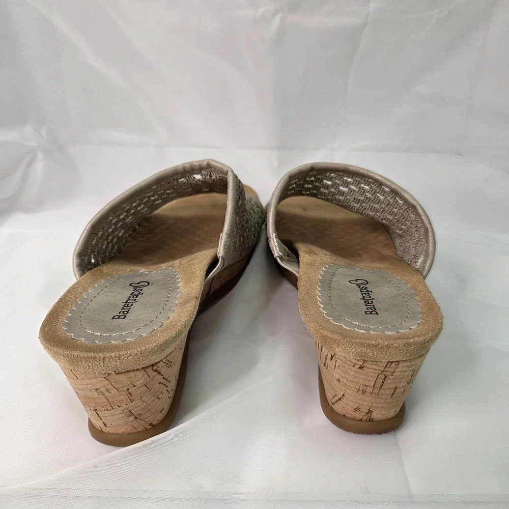 Baretraps Womens Champagne Sz 7.5‎ Flossey Woven Wedge Sandal Boho Beachy Resort